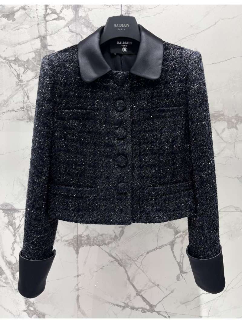 Balmain Fall/Winter 24  Tweed Jacket with Contrasting Collar