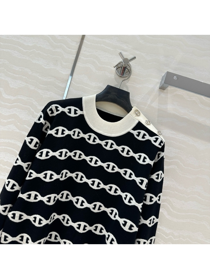 Hermes 2025 Spring/Summer Chain Link Pattern Wool Sweater Black