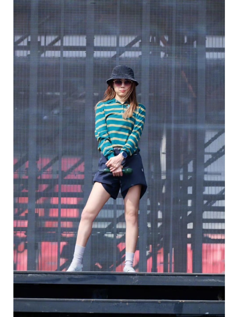 Miu Miu 25SS Early Spring Elegant Striped Polo Knit Sweater Green with Yellow stripes