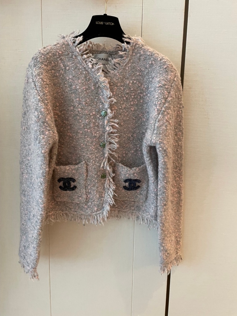 Chanel Early Spring Collection Wool Cardigan Jacket. Light Blue