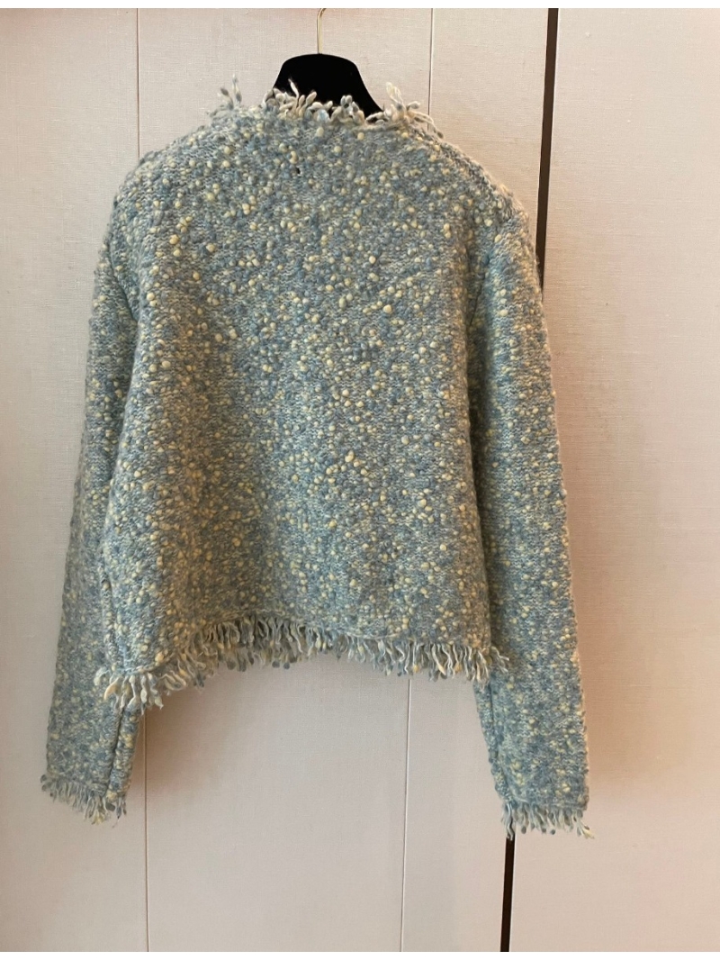 Chanel Early Spring Collection Wool Cardigan Jacket. Light Gray