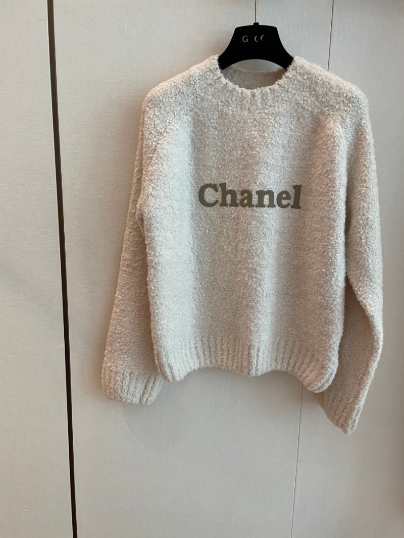 Chanel CC Luxe Bouclé Wool Sweater - Off-White