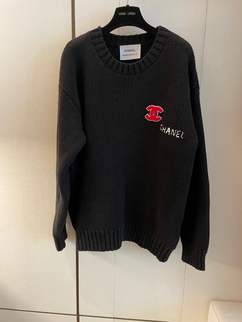 Chanel CC Iconic Wool Knit Sweater in Black