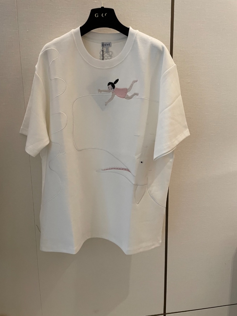 Loewe 25SS Playful Whale Embroidery T-Shirt - White