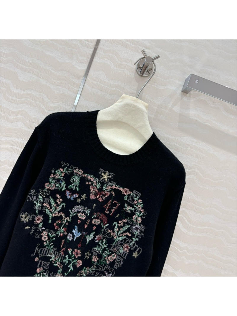 Dior Miss Dior Valentine’s Day Limited Edition Cashmere Sweater – Amour 1947 Embroidery Black