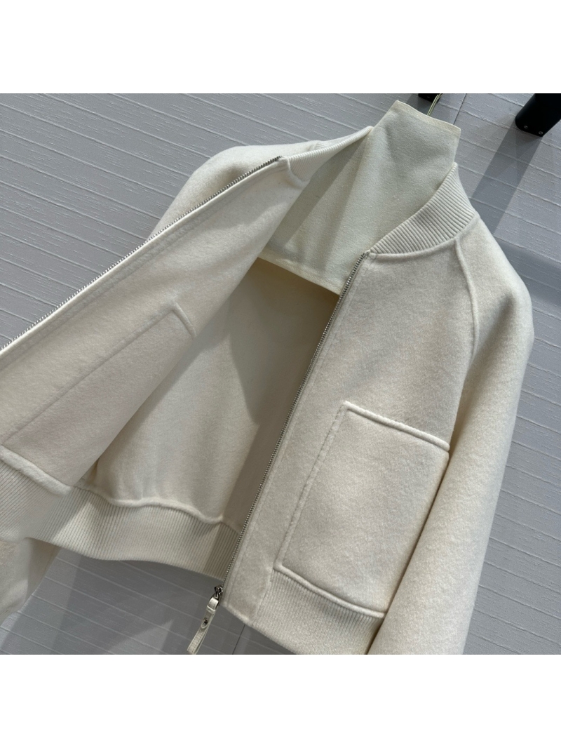Hermes Double-Faced Cashmere Bomber Jacket White