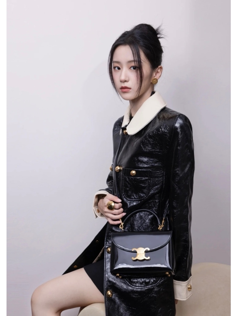 Celine 2024 Fall/Winter Leather Jacket with Gold Buttons