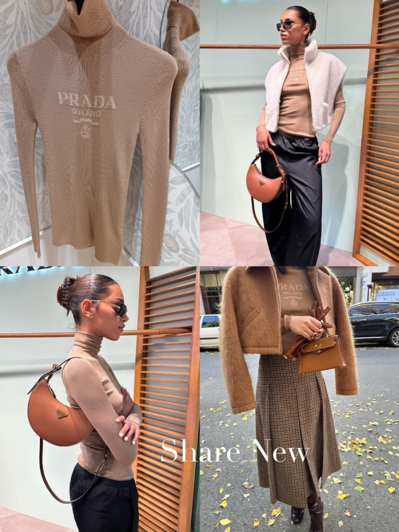 Prada Camel Turtleneck Wool Sweater