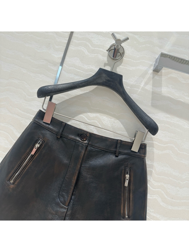 Miu Miu 2024 Limited Edition Vintage Leather Utility Shorts