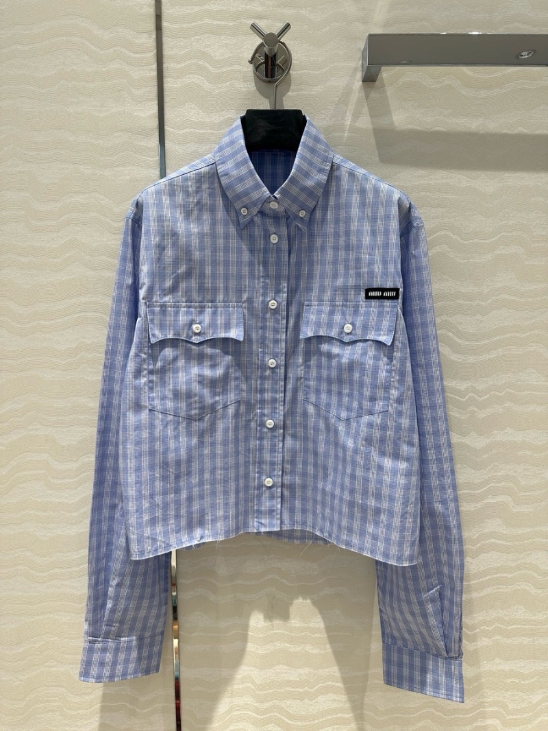 Miu Miu Chic Plaid Crop Shirt