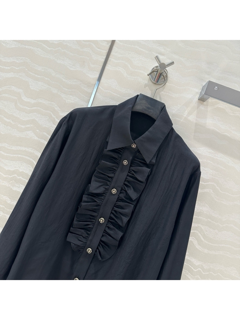 Chanel Coco Girl Ruffled Silk-Cotton Blouse Black – French Elegance with a Modern Twist