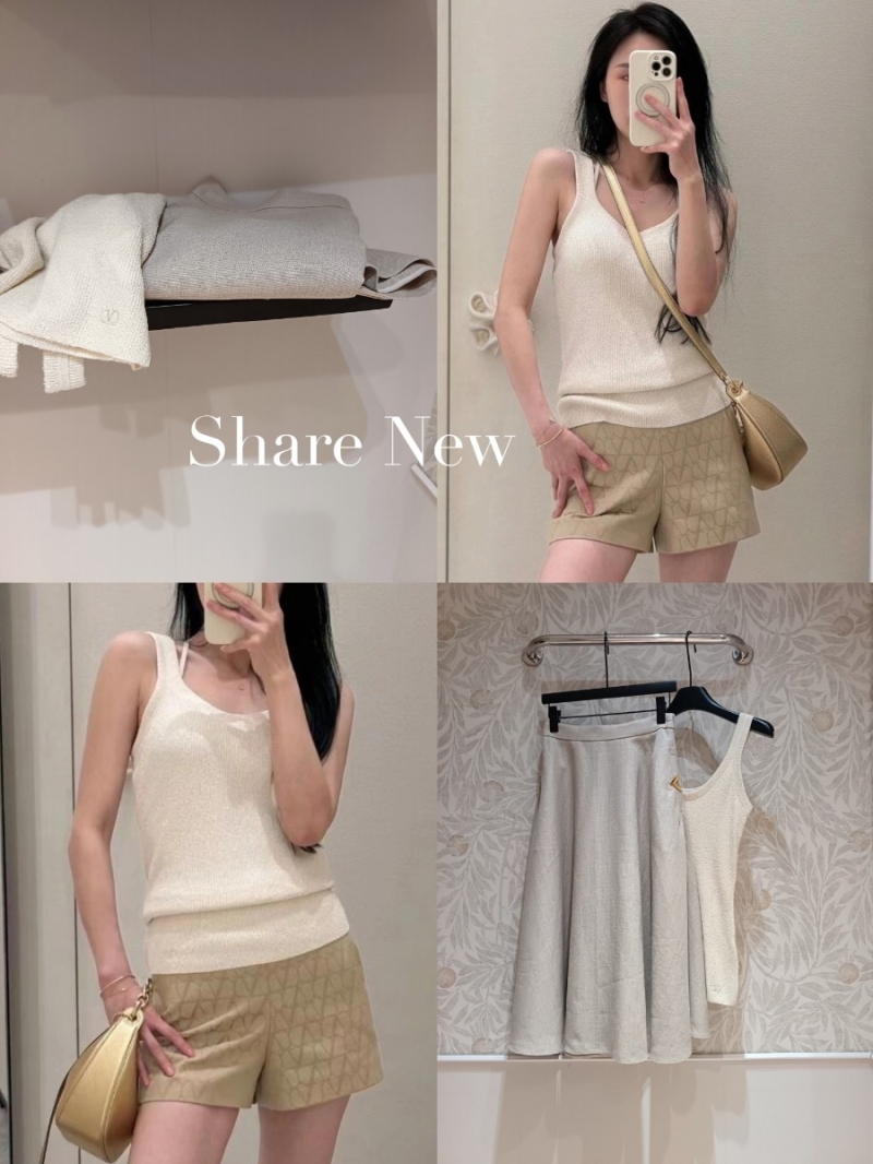 Valentino Silk-Linen Embroidered Tank Top (Beige)