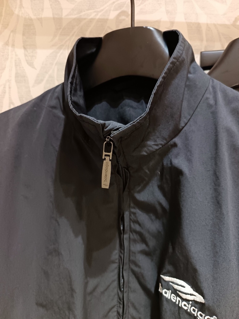 Balenciaga Embroidered Logo Stand-Collar Casual Jacket (Black)