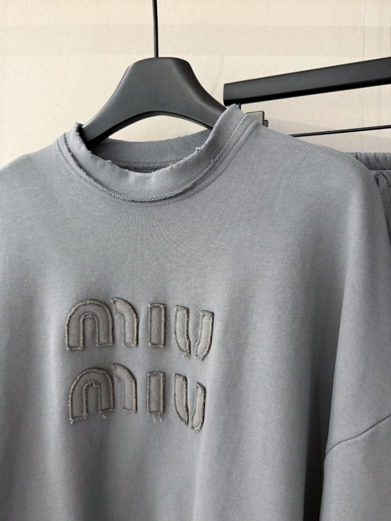 Miu Miu Distressed Grey Sweatshirt and Sweatpants Set