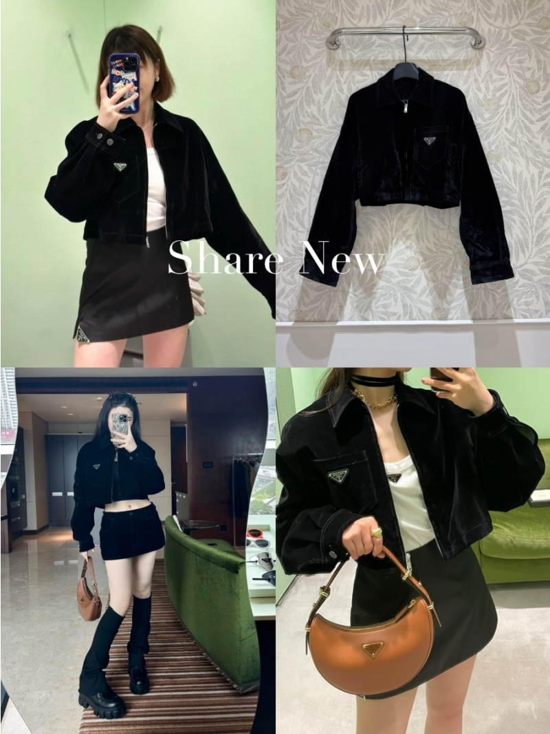 Prada Custom Velvet Cropped Jacket - Black
