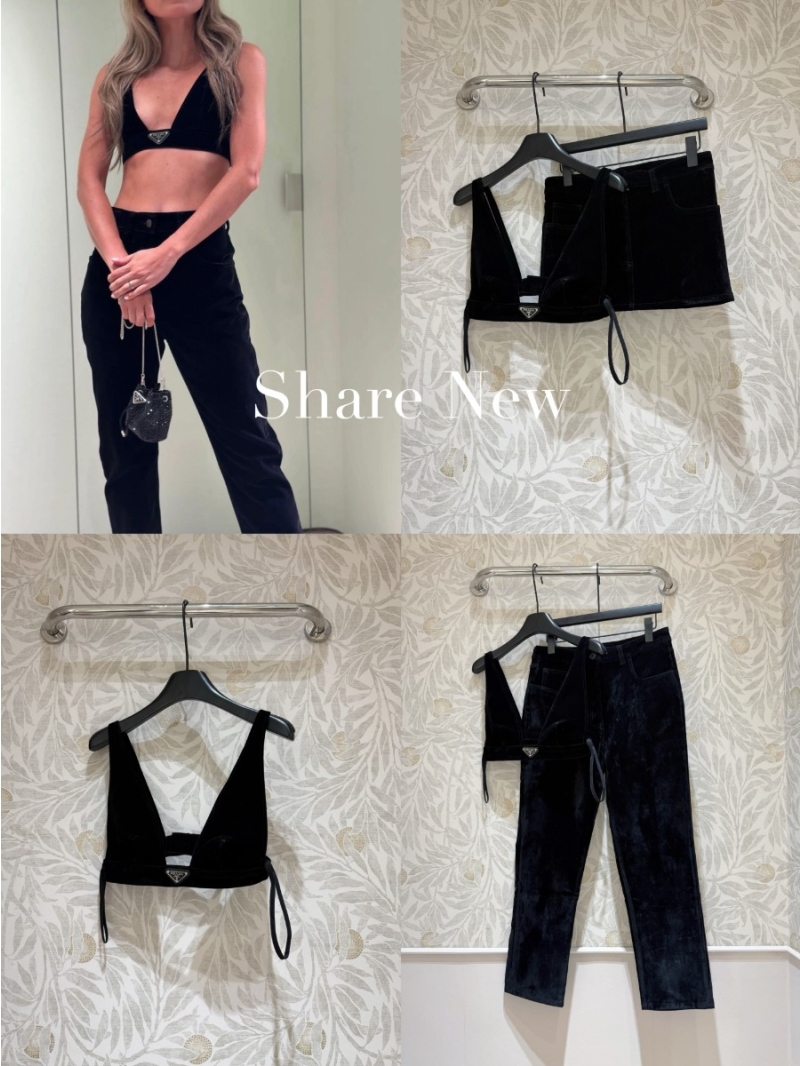 Prada Custom Velvet Bustier Top - Black