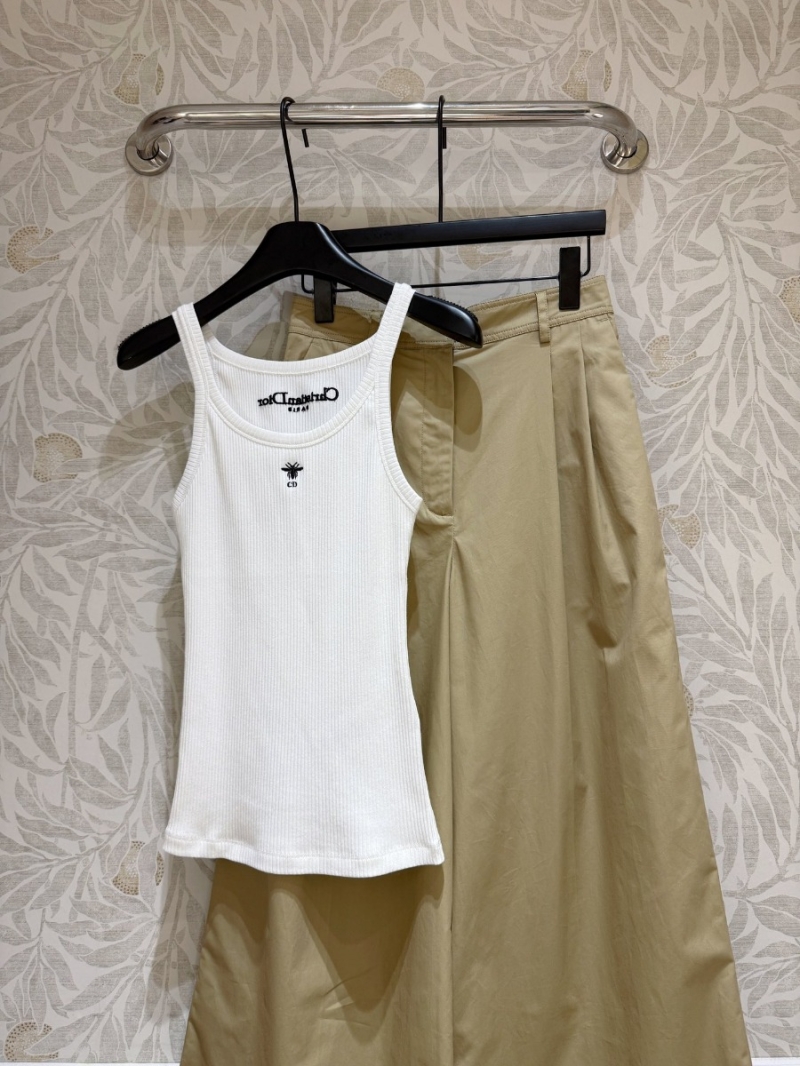 Dior Exclusive Bee Embroidered Slim-Fit Tank Top - White