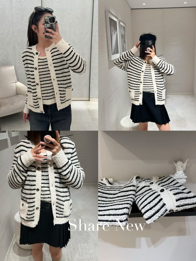 Dior Classic Striped Wool-Cotton Blend Cardigan - Ivory & Black Stripes