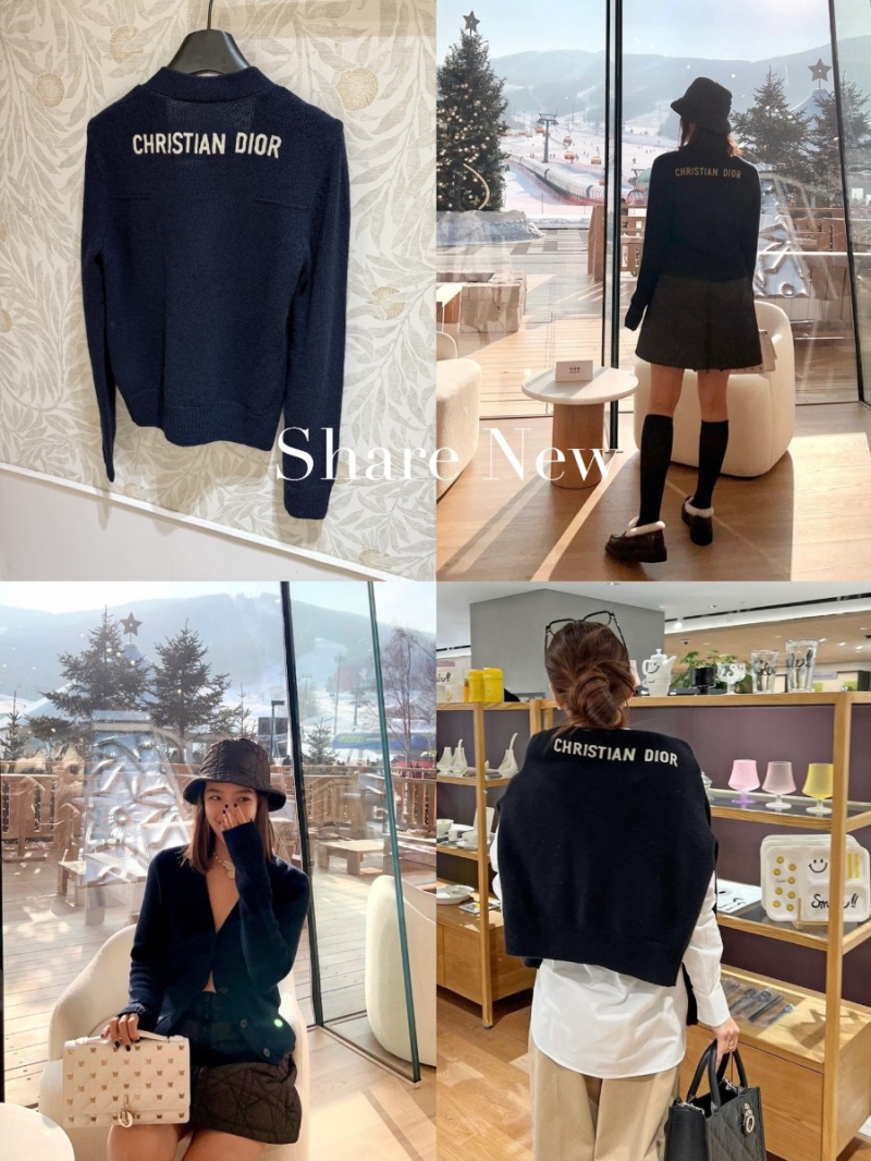 Dior Signature Embroidered Cashmere Cardigan - Navy