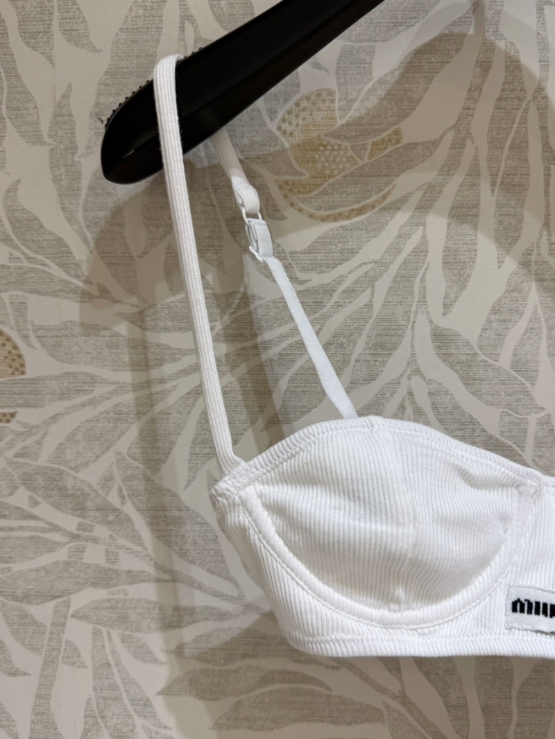 Miu Miu Ribbed Bralette and Shorts Set – Elegant White
