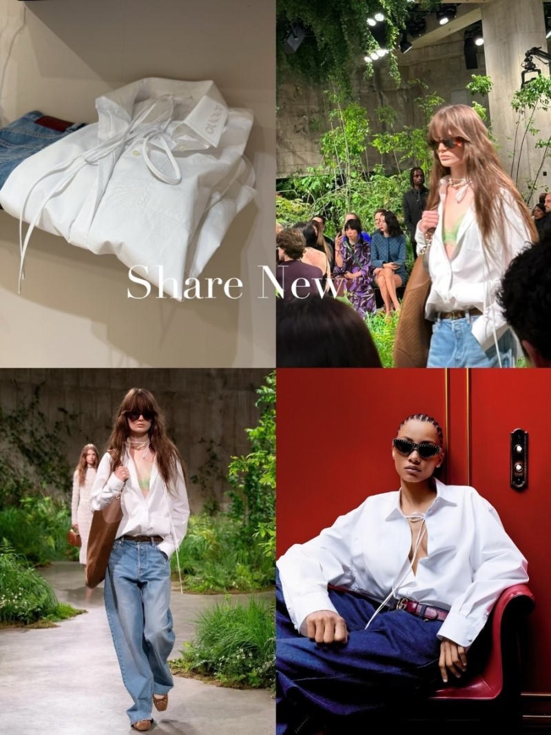 Gucci Elegant Tie-Neck Cotton Poplin Shirt - White