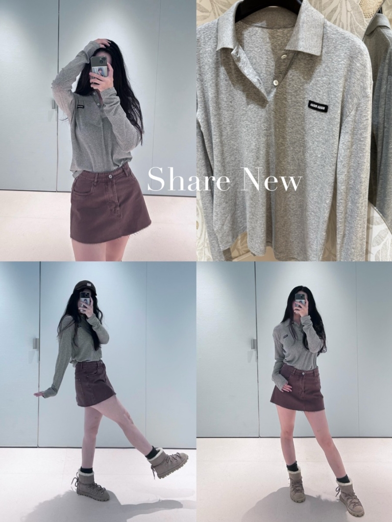 Miu Miu Classic Polo Shirt - Heather Gray