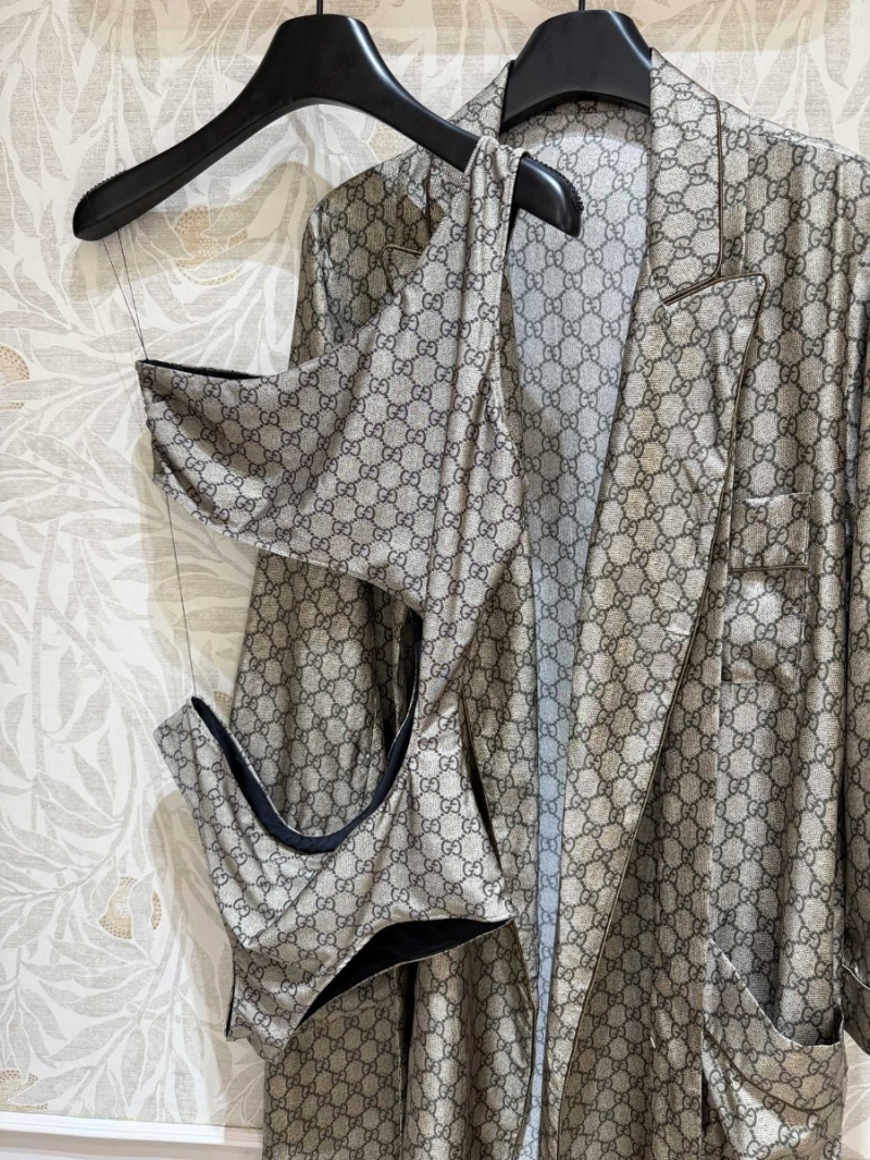 Gucci Monogram One-Piece Swimsuit with Signature Hardware