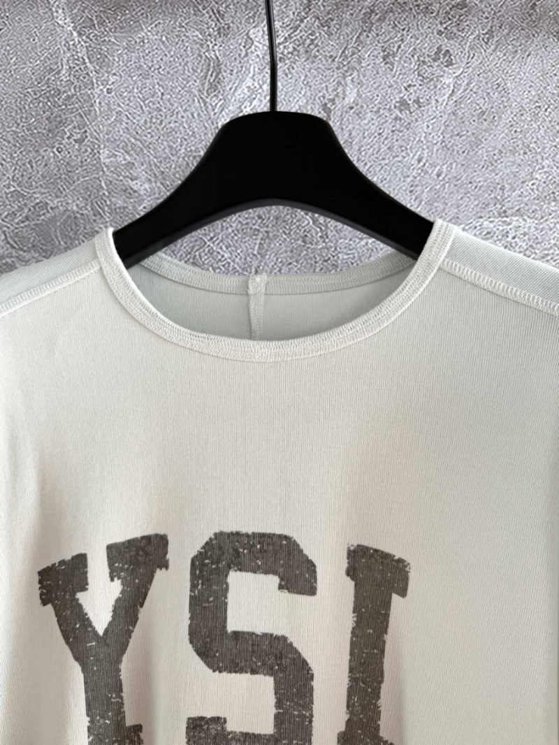 YSL Saint Laurent Vintage Cracked Print T-Shirt in Custom-Dyed Gray