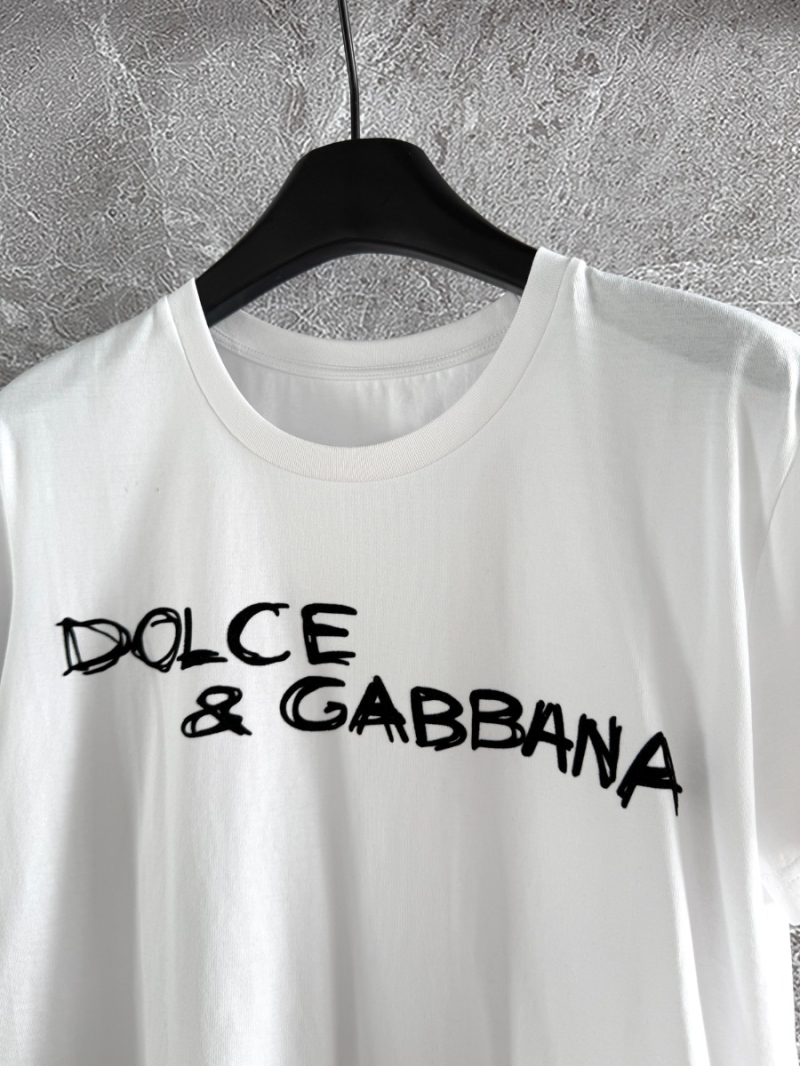 Dolce & Gabbana D&G Luxe Flocked Print T-Shirt in White