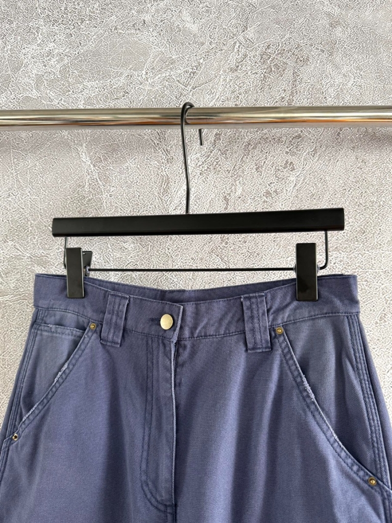 Prada 2025 Rugged Washed Canvas Pants Navy