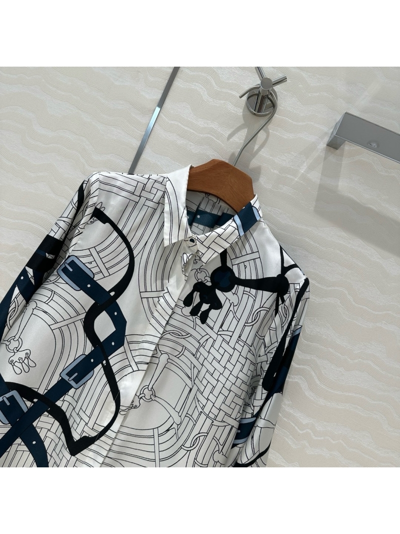 Hermes Chain and Rope Print Silk Shirt