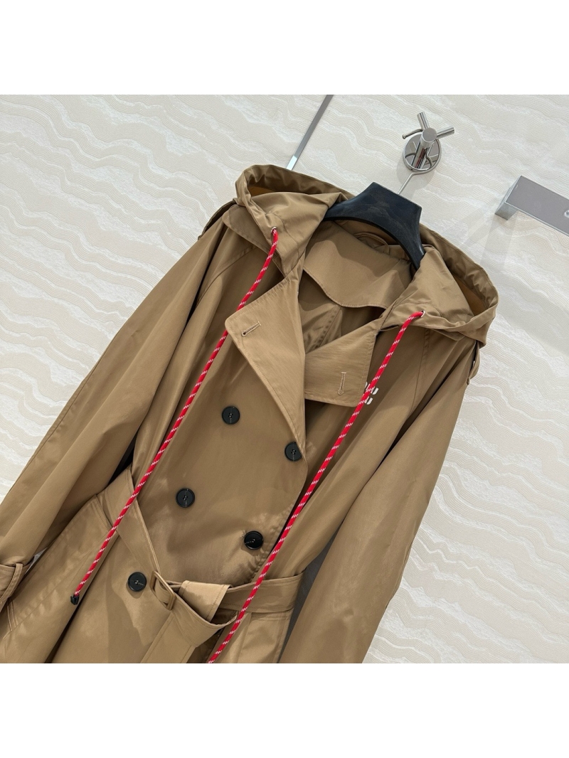 Miu Miu Memory Silk Long Trench Coat – Sporty Elegance