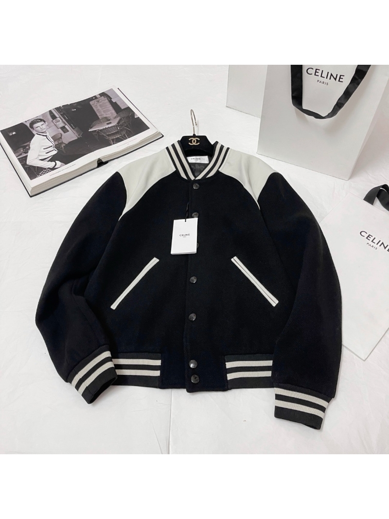 Celine Unisex Wool and Cowhide Patchwork Jacket