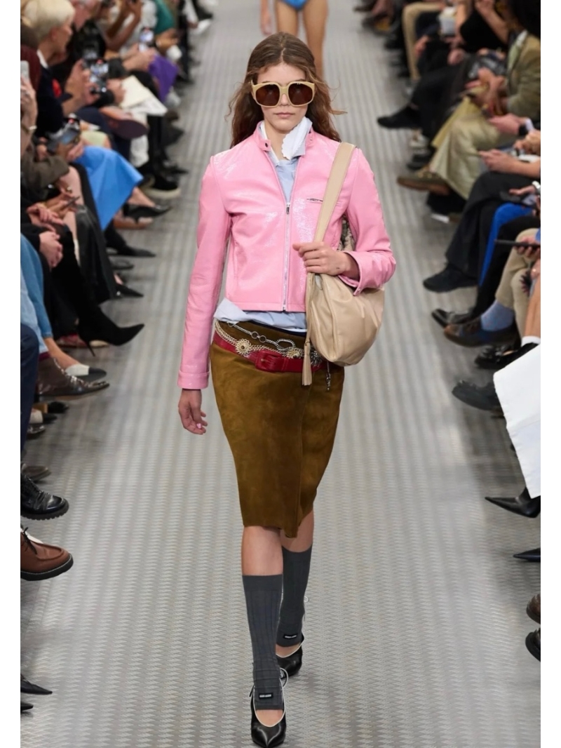 Miu Miu 25 Early Spring Cherry Blossom Pink Imported Patent Lambskin Flight Jacket