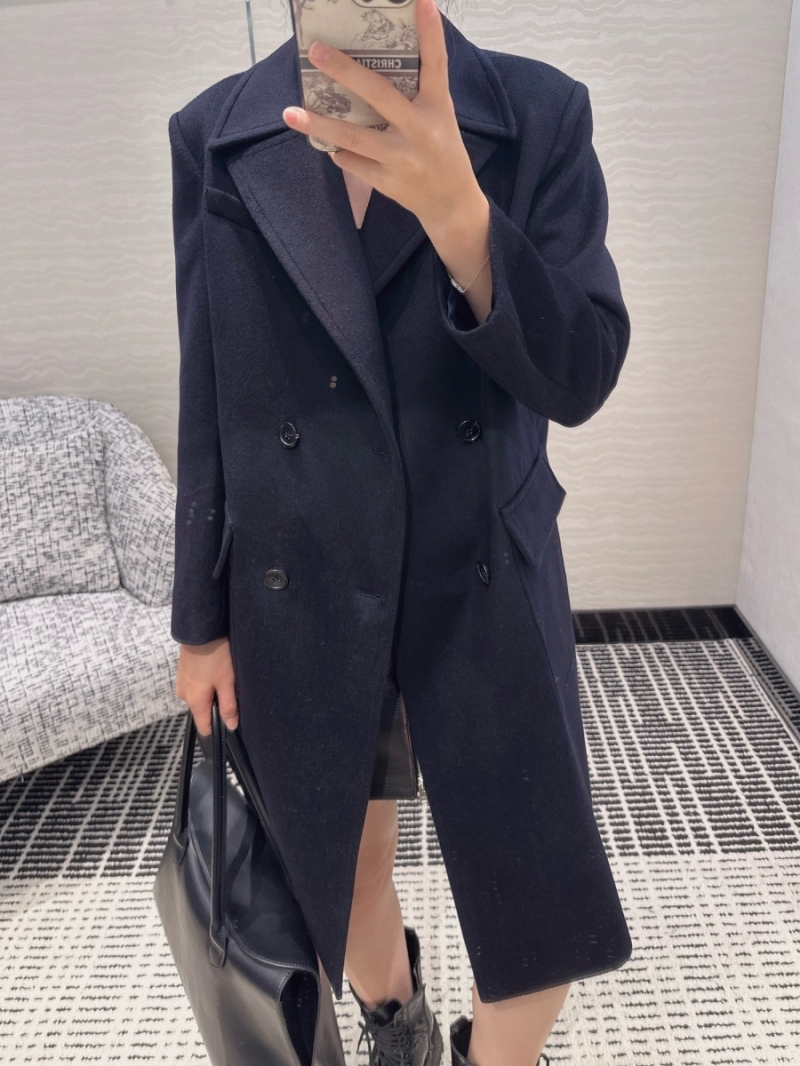 Bottega Veneta Double-Breasted Wool Cashmere Coat Navy