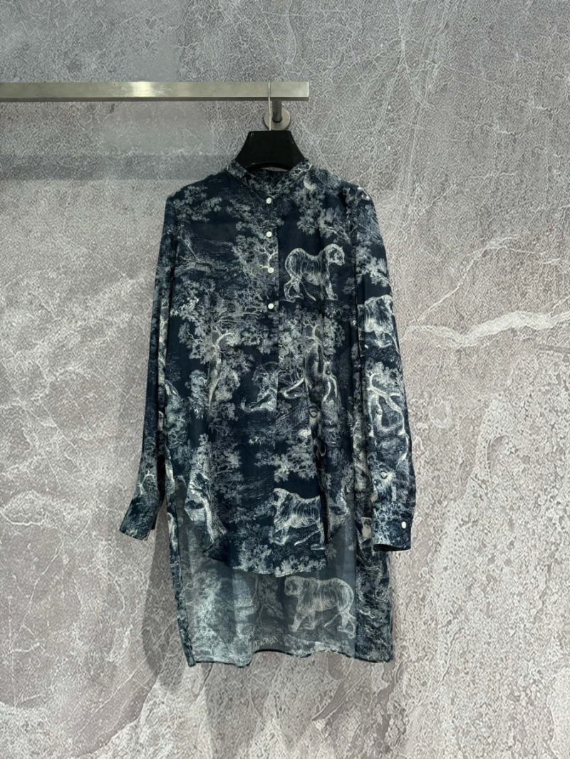 Dior 2024 Fall Riviera Collection - Animal Print Shirt in Navy Blue