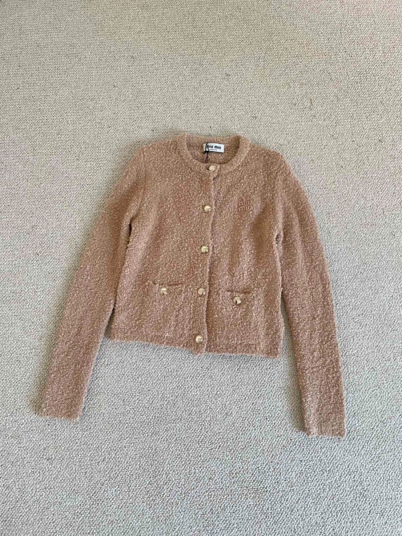 MiuMiu 2024 Early Spring Collection: Cashmere Khaki Knit Cardigan