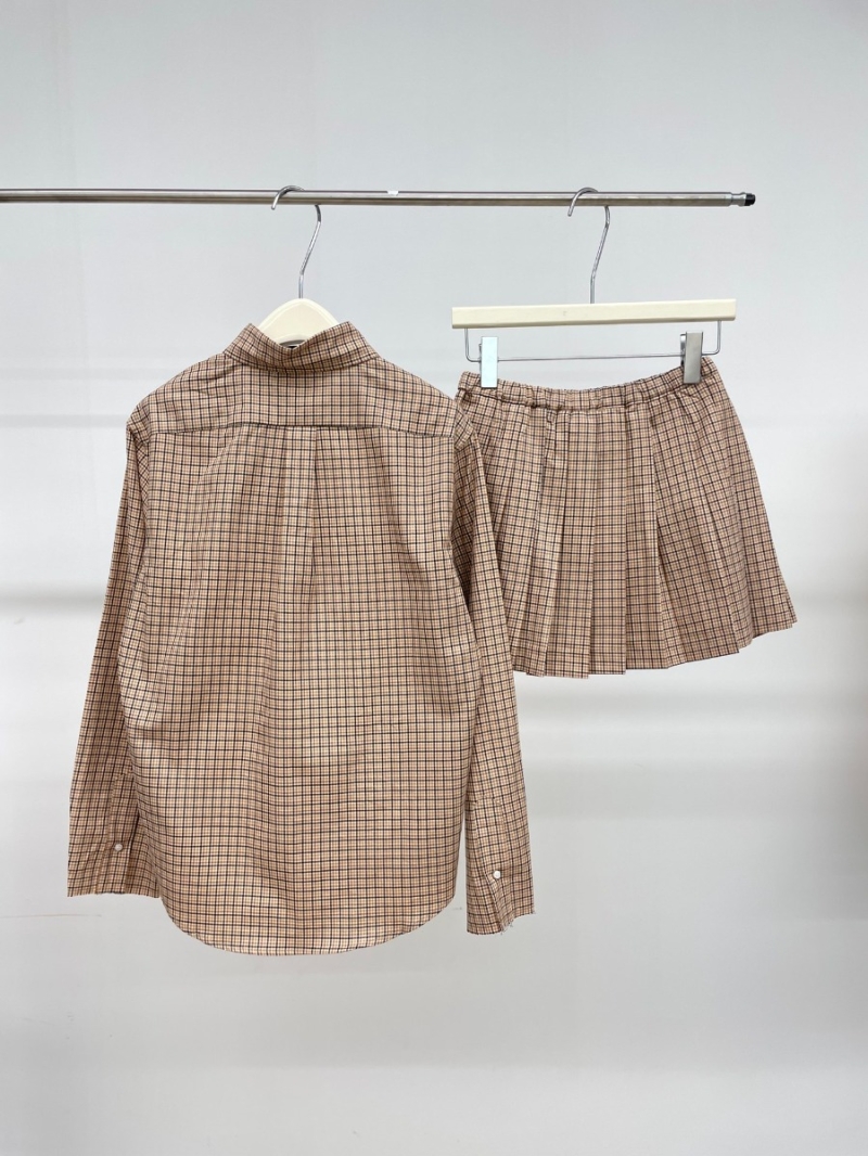 Miu Miu 24 Pre-Fall Elegant Shirt Set Khaki Plaid