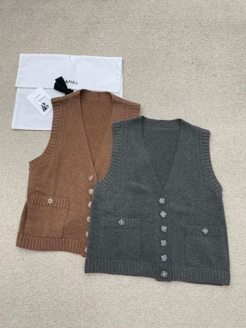 CHANEL 2024 24P Early Autumn Camellia Button Cashmere Cardigan Vest