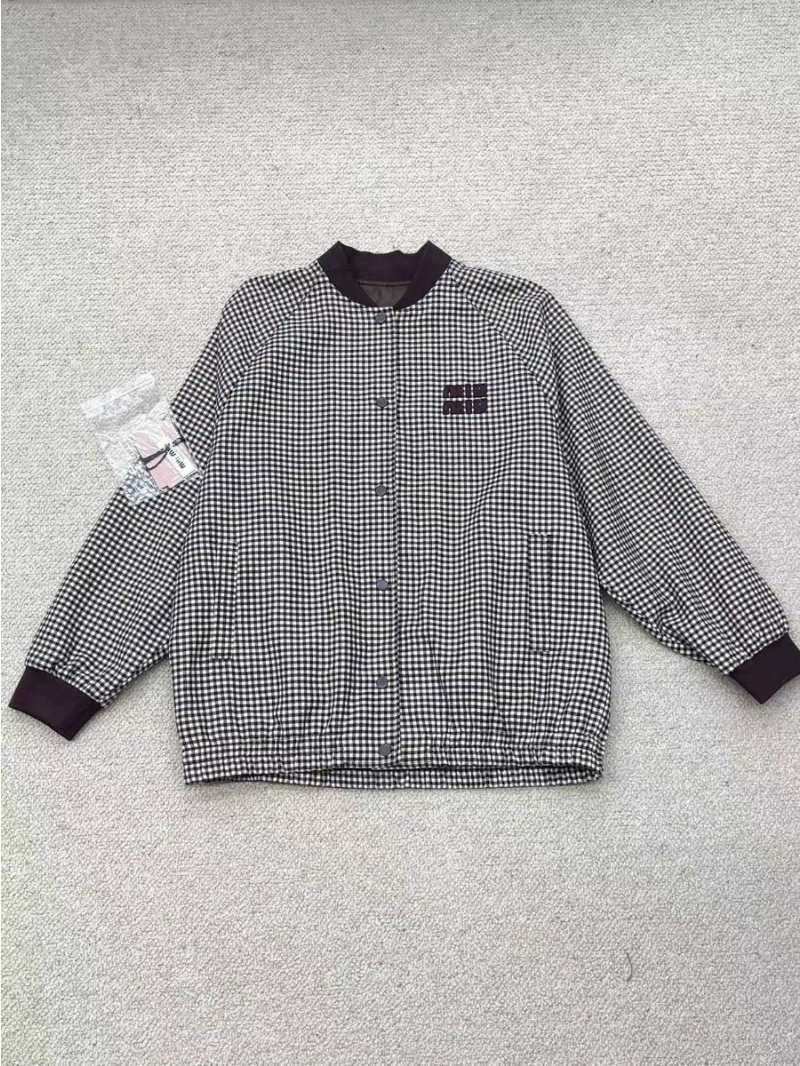 Miu Miu 24FW Chic Wool Checkered Jacket