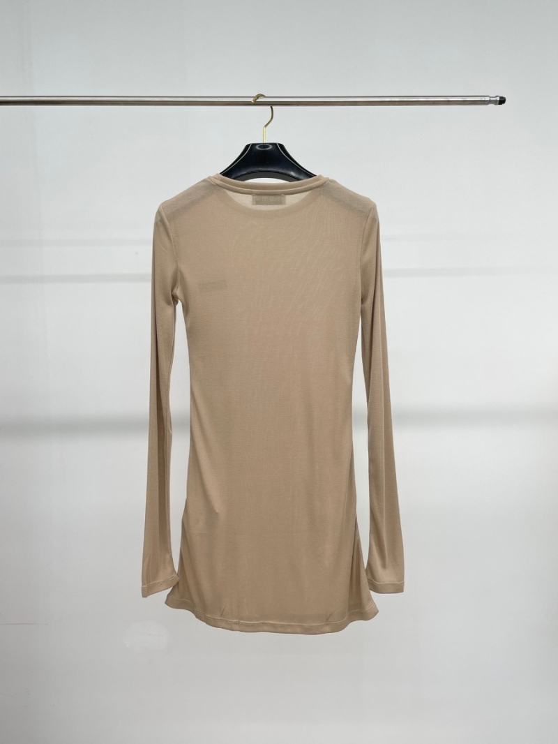 Miu Miu 24 FW Stylish Long Sleeve Dress. Beige
