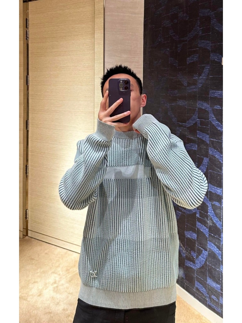 Louis Vuitton LV Park Seo-Bo Light Blue Striped Jacquard Cotton Crewneck Sweater