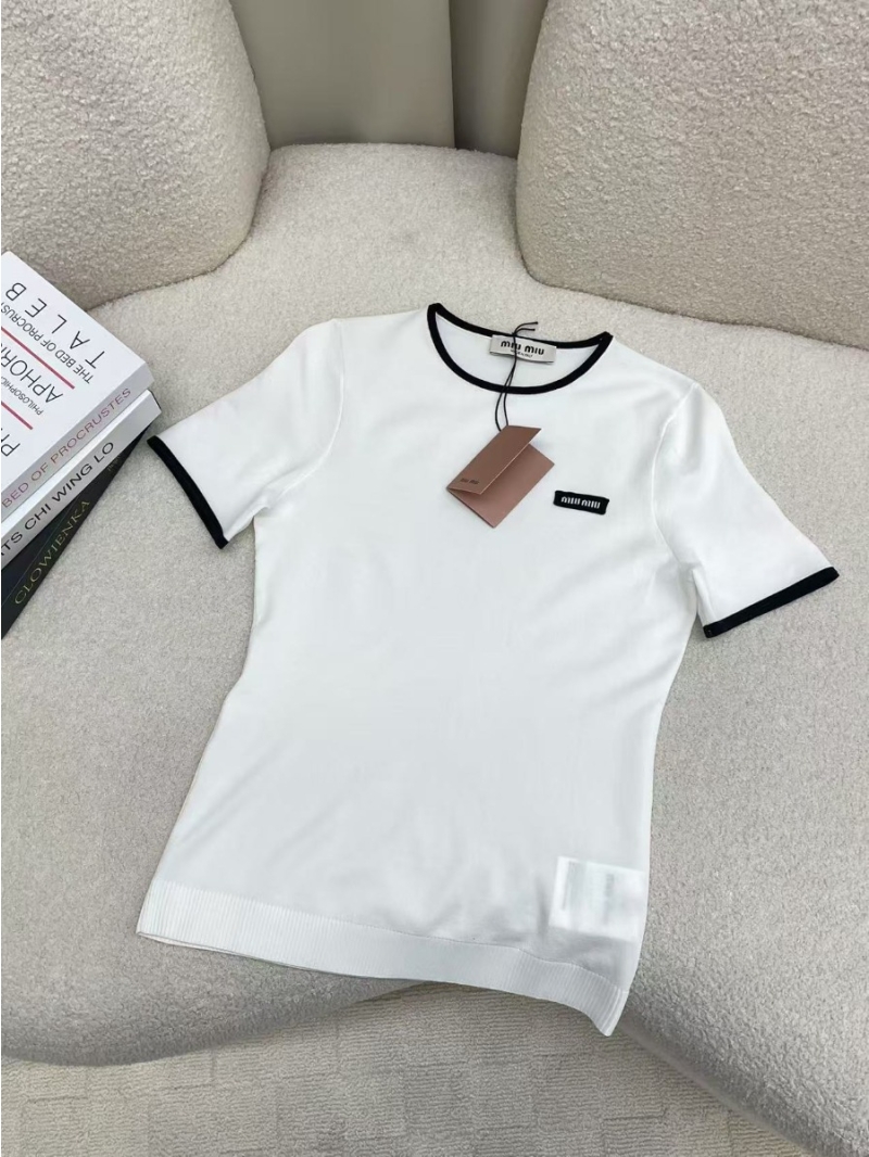 Miu Miu 2025 Spring/Summer Chic Logo T-Shirt White