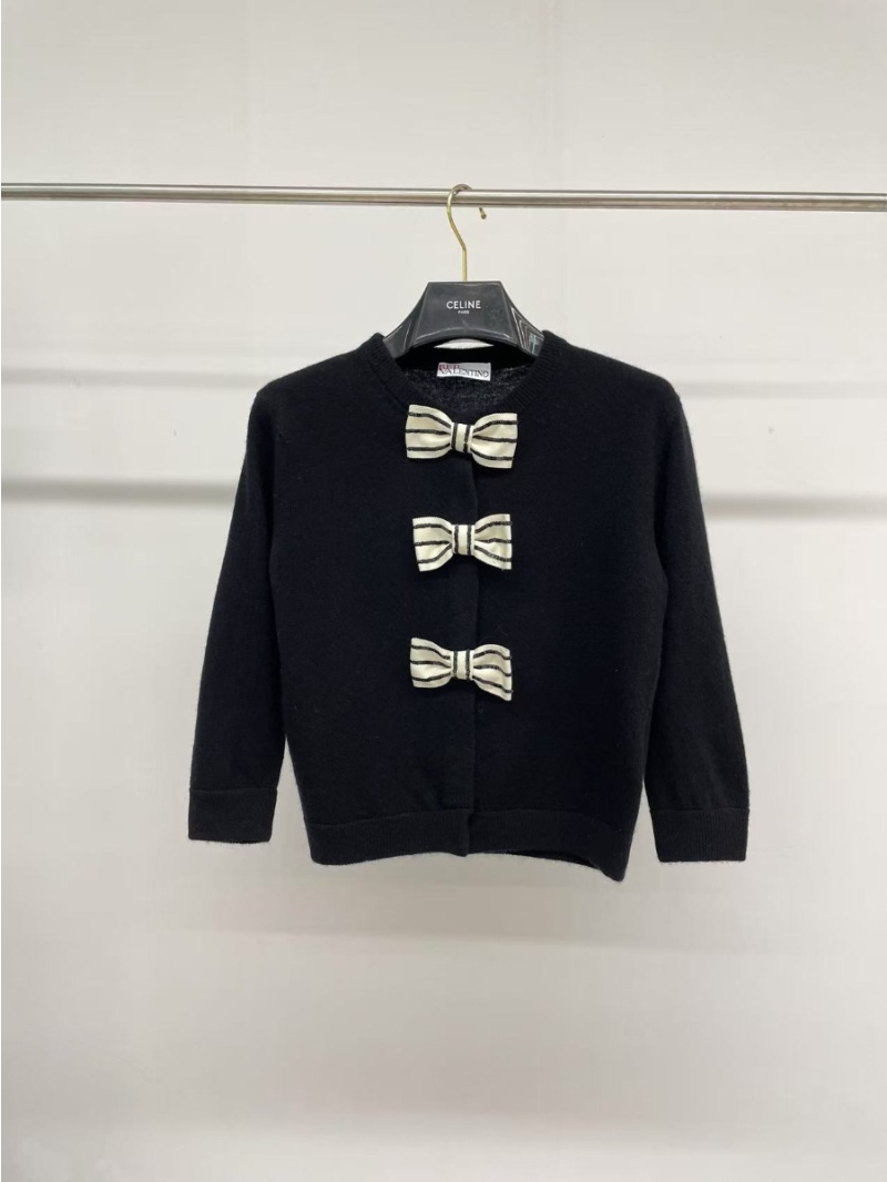 Valentino Bow Elegance Sequined Knit Top Black