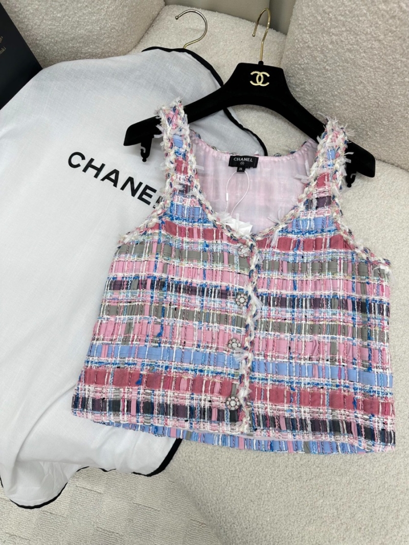 Chanel 25SS Spring Summer Exclusive Colorful Woven Vest with Silk Lining