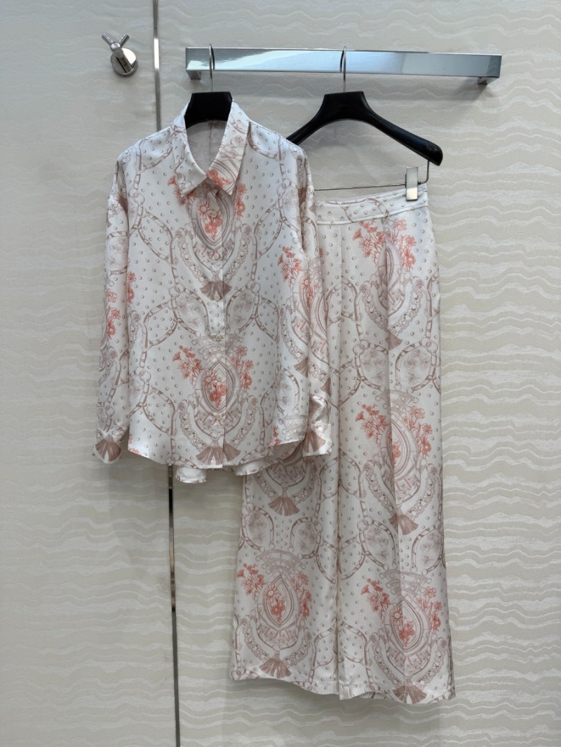 Hermes Early Spring Collection Pale Pink Floral Print Silk Twill Shirt