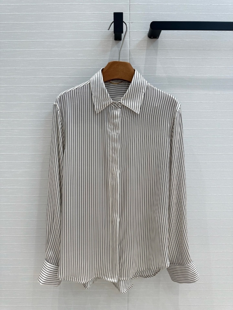 YSL Saint Laurent Striped Silk Boyfriend Shirt – Sophisticated Urban Elegance