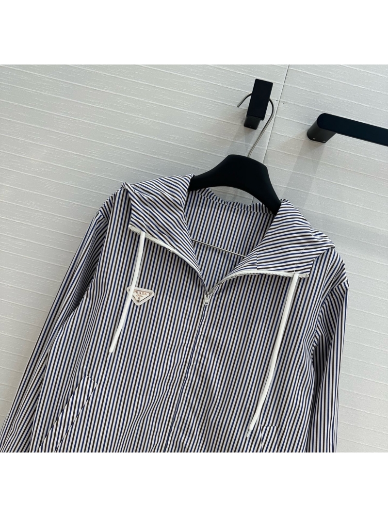 Prada Striped Hooded Cotton Jacket – Sporty and Chic