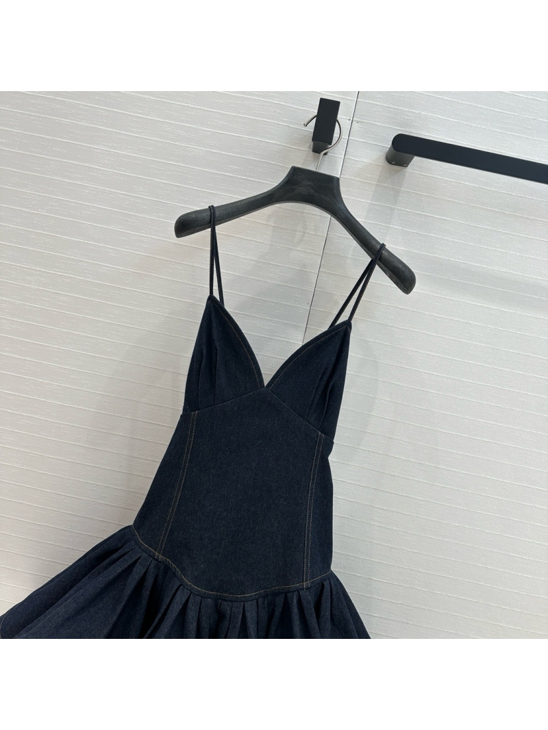 Zimmermann 25 Early Spring Denim Ruffled Hem Strappy Dress