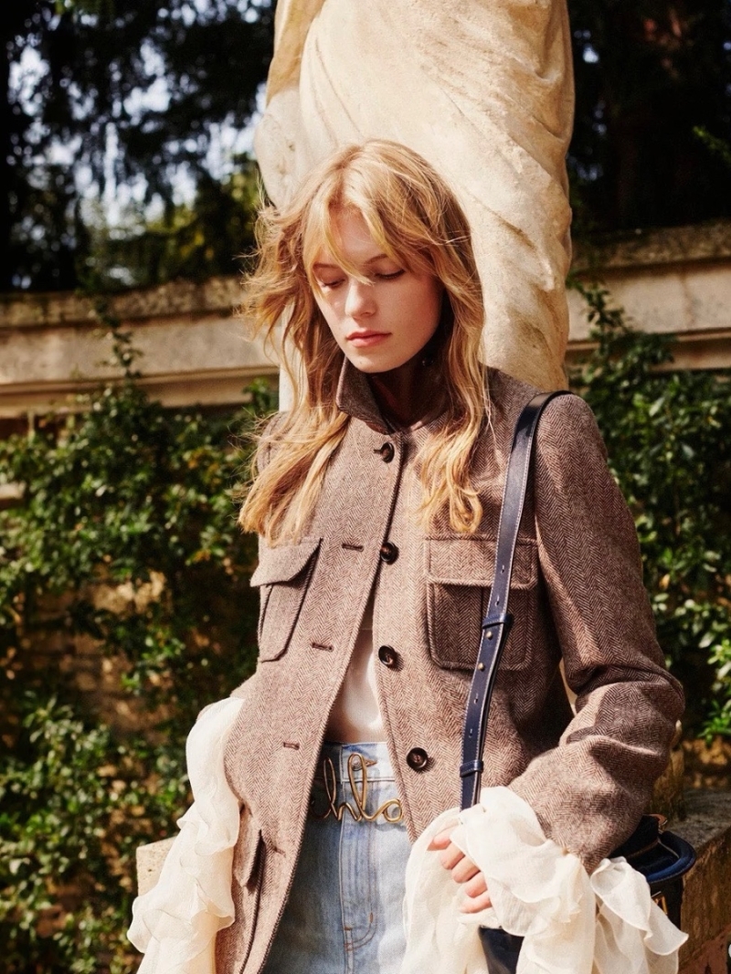 Chloe Fall/Winter 2024 Vintage Military Collar Wool Jacket